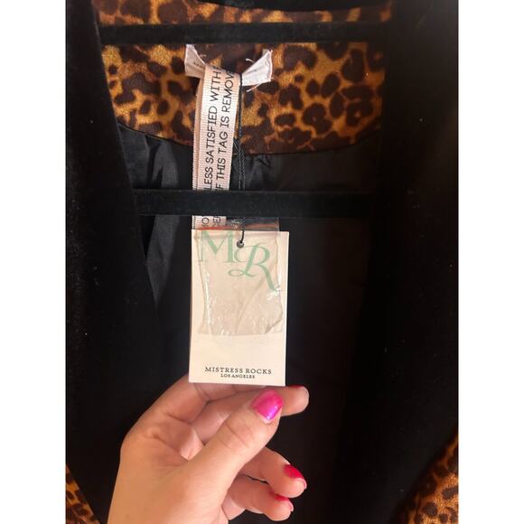 Mistress Rocks Faith velvet leopard print blazer long sleeves size S - $97 NEW - Picture 7 of 10